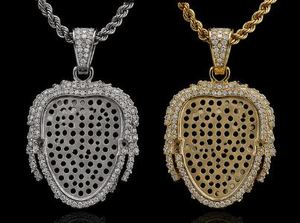 Collar con Colgante de Cara de Hip Hop de Moda, Chapado en Oro de Latón con Zirconia Iced Out, Joyería de Cadena Estilo Rapper para Regalo de Fiesta - Product Image 2
