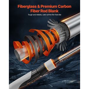 Canne à pêche spinning en fibre de carbone IM6, combo moulinet, 6,5 pieds, deux pièces, pour la pêche au bar, 7+1 roulements à billes pour des performances optimales - Product Image 3
