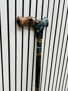 Bastón de Paseo de Diseño Artesanal en Madera de Palisandro con Acabado de Cobre Negro Pulido y Mármol, Multifuncional para Navidad y Acción de Gracias - Product Image 4