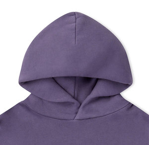 Sudadera con Capucha Unisex, Oversize, Color Morado Sólido, Algodón French Terry, Diseño Casual con Bolsillos, Prenda de Otoño, Tejida, Manga Larga - Product Image 3