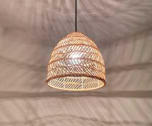 Rattan Pendant Light Handwoven 10 Inch Bamboo Wicker Lampshade Boho Natural <b>Ceiling</b> Lamp Supplier Factory - Product Image 4
