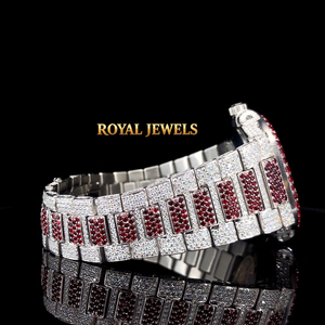 Reloj de Cuarzo con Diamantes Moissanite para Hombre, Correa de Acero Inoxidable, Esfera Redonda, Analógico, Estilo Hip Hop - Product Image 2