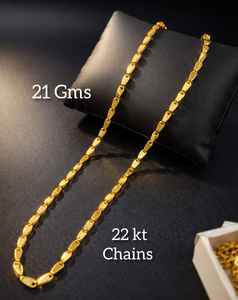 Chaîne en or massif 22 carats motif lotus, 21 grammes, collier pour homme et femme, authentique, à porter au quotidien, bijoux de corps réglables - Product Image 3