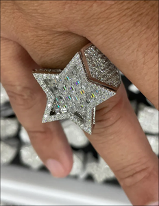 Star Shape Cocktail <b>Ring</b> Women's 18K Gold Plated Alloy Cubic Zirconia Pave Setting Party Glam Jewelry - Product Image 4