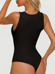 <b>Bodysuit</b> Breathable Ribbed Body Shaper Jumpsuit Tummy <b>Control</b> Scoop Neck Sleeveless Slimming Basic Tops Going Out Outfits Summer - Product Image 2