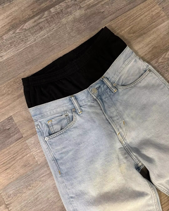 Vaqueros de mezclilla para hombre, estilo vintage, de corte recto, rasgados, de color claro, con doble cinturón, desgastados, de moda, de última tendencia, pantalones acampanados, estilo casual - Product Image 6