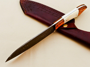 Cuchillo de Chef Profesional de Acero de Damasco de Alta Calidad Personalizado con Hoja de Filo Afilado, Clip de Latón y Mango de Hueso de Camello para Cocina - Product Image 3