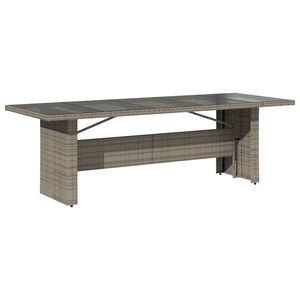 Table de patio en poly rotin gris 94.5 "x 35.4" x 29.5 "avec dessus en verre Tables d'extérieur - Product Image 6