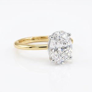 Anillo de Compromiso Solitario con Diamante Cultivado en Laboratorio de Corte Ovalado, Chapado en Oro de 14K, Joyería de Lujo para Mujer para Compromiso y Aniversario de Bodas - Product Image 4