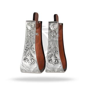 <b>ENGRAVED</b> WESTERN STIRRUPS 3 INCH WESTERN RIDING STIRRUP FOR HORSE RIDING - Product Image 1