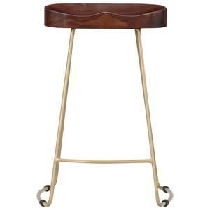 Ensemble de 2 tabourets de bar marron noyer avec finition laiton, chaise de bar élégante et durable - Product Image 3