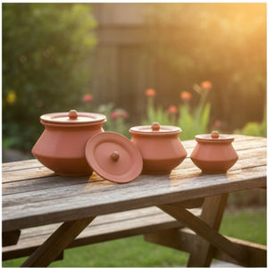 Service de table classique en terre cuite - Durable, réutilisable, portable avec cuillère/fourchette/couteau/baguettes - Product Image 1