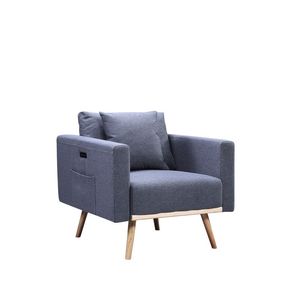 Poltrona da Soggiorno Easton 32.5'' in Tessuto Lino Grigio Scuro con Porte USB, Tasche e Cuscini - Product Image 2