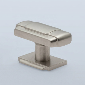 Creative <b>Metal</b> Luxury Brass T-Shaped Cabinet Knob Square Base Satin Nickel Finished Modern Design Durable Furniture <b>Handle</b> - Product Image 1