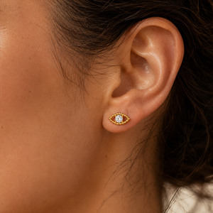 Fashion Eye Style Eye-catching Gold-Plated Crystal Eye-Shaped <b>Fine</b> <b>Stud</b> <b>Earrings</b> - Product Image 3