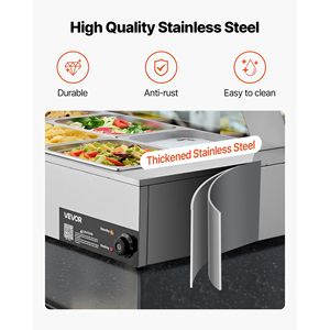 1500 commerciale elettrico in acciaio inox scaldabagno 6X1/2 dimensioni zuppa a baginello per Buffet mestoli forati per la ristorazione calda - Product Image 5