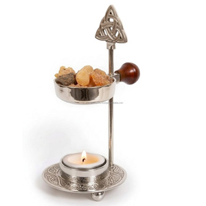 Orthodox Style <b>Silver</b> Adjustable Height Resin Burner with Triquetra <b>Top</b> - Product Image 4