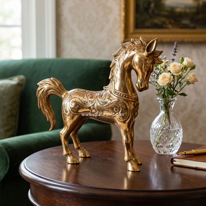 Figura de Caballo de Latón Estilo Antiguo, Escultura Animal Hecha a Mano de Lujo para Decoración del Hogar y Exhibición Interior - Product Image 3