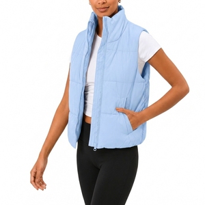 Chaleco Acolchado Azul Claro para Mujer, Sin Mangas, con Cierre, Cuello Alto, Transpirable, Resistente al Viento, para Otoño e Invierno - Product Image 1