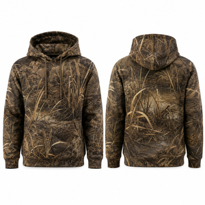 Sweat à capuche camouflage pour homme, manches longues, respirant, en polyester, pour la chasse, imprimé, coupe-vent, en microfleece - Product Image 1