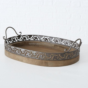 Galvanized <b>Tray</b> Round Shaped Metal Embossed Galvanized Finished Serving <b>Tray</b> Decorative Handmade <b>Tray</b> - Product Image 6