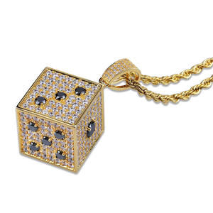 Collar con Colgante de Dados Iced Out para Hombre, con Piedras de Moissanita, Chapado en Oro y Plata, Joyería Hip Hop, Accesorios de Moda - Product Image 3