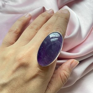 Bague en améthyste faite à la main, en argent sterling 925, grande pierre précieuse, bijoux de luxe, bague élégante, cadeau pour femme, bijoux fins - Product Image 2