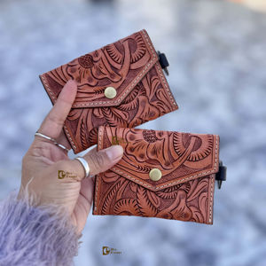 Porte-monnaie en cuir véritable, pochettes élégantes, gravures artisanales, portefeuilles unisexes, pochette multi-usages, sacs de petite taille - Product Image 1