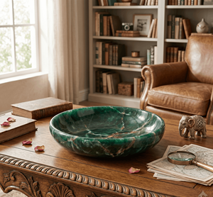 Bol en résine de luxe fait main élégant, motif marbré vert coloré, finition brillante, durable pour les présentations décoratives de table à manger - Product Image 3