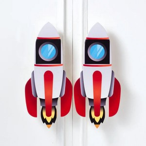 Handmade Modern Acacia Wood <b>Door</b> <b>Handle</b> Rocket Shape Drawer Dresser <b>Handles</b> Cupboard Nursery <b>Pulls</b> and <b>Handles</b> - Product Image 1