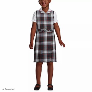 Girls Plaid Sleeveless <b>Old</b> School <b>Dress</b> Red black Checkered Primary School Woven fabric Girl Pinafore <b>Dress</b> - Product Image 1