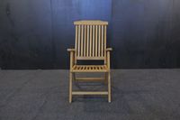 Chaise pliante inclinable d'extérieur moderne Miami en teck massif, finition soigneusement poncée, à commande manuelle, pour usage repas