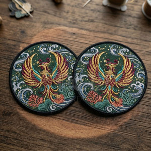 Patch brodé circulaire Phénix avec motif nuage ondulé, badge en tissu à coudre pour accessoires vestimentaires - Product Image 4