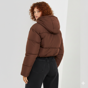 เสื้อโค้ทผู้หญิงสำหรับฤดูหนาว มีฮู้ด แต่งขนสุนัขจิ้งจอกที่คอ ปิดด้วยซิป ประดับคริสตัล ผ้าหนา หมวกถอดออกได้ แขนยาว ผ้าไนลอน - Product Image 3