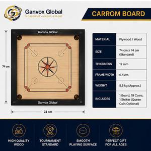 Table de jeu de carrom en bois portable de haute qualité et durable avec boîte en carton pour la maison, le bureau et les jeux en famille - Product Image 3