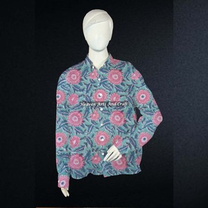 Camisa de Moda Boho para Mujer a Precios Accesibles, Camisa de Manga Larga con Estampado de Bloques, Camisa de Moda Gitana con Estampado de Bloques Hecho a Mano - Product Image 3