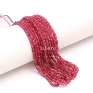Perles Rondelles Facettées en Tourmaline Rose Naturelle 3-4mm, Fil de 15 Pouces, Qualité AAA, Fournitures pour la Fabrication de Bijoux - Marque Lustre Troisième Qualité - Product Image 1