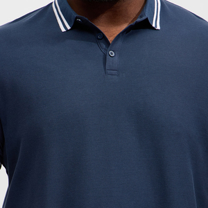 Camiseta Polo de Manga Corta Azul Marino para Hombre, al por Mayor, de Algodón Piqué, Transpirable, Informal, de Color Sólido, Diseño de Punto, Corte Regular - Product Image 4