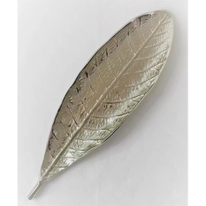 Modern Artisan Crafted Silver Leaf Platter Sleek Metal Botanical Serving Tray Contemporary Decorative Catchall Dish for Decor - Product Image 1