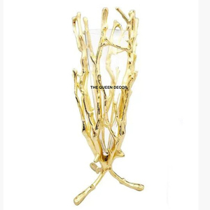 Vase à fleurs design au look attrayant, best-seller, verre transparent de haute qualité et métal plaqué or haut de gamme - Product Image 1