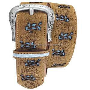 Cinturón de vaquero occidental de cuero genuino Cinturones de diseñador personalizados con estilo occidental para cinturón de cuero de grano completo genuino de moda occidental - Product Image 5