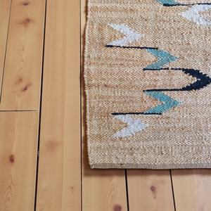 Tapis d'intérieur moderne en jute naturelle fait main avec motif abstrait |   Tapis de sol tissé à la main, antidérapant et écologique, pour salon - Product Image 4