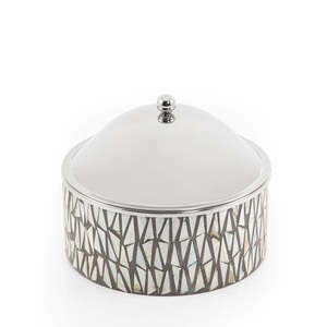 Mother of Pearl Inlay Stainless Steel Casserole with Dome Lid Premium Hotpot Server for Hotels Party <b>Dining</b> <b>Table</b> Serving Pots - Product Image 1
