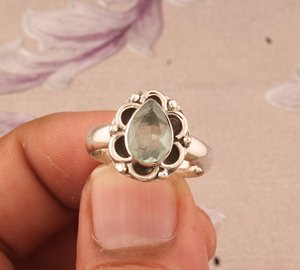 Anillo de Plata de Ley 925 con Engaste de Bisel y Par de Gemas de Topacio Azul Natural para Boda, Aniversario o Fiesta, Venta al por Mayor - Product Image 2