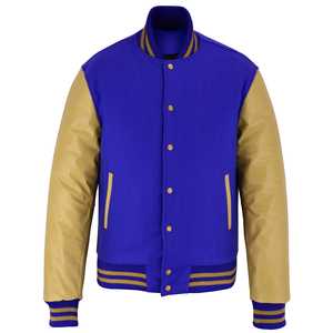 Vestes universitaires en cuir et laine bleues, style hiver, en vente en ligne à prix réduit - Product Image 1