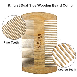 Peigne à barbe à dents larges pour hommes, peigne à barbe en bois avec logo personnalisé, étiquette privée, vente en gros - Product Image 2