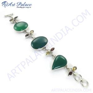 Bracelet en argent 925 avec perles de jade pour femme, style bohème, forme goutte d'eau, bijoux à porter au quotidien - Product Image 2