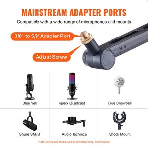 Braccio per Microfono Regolabile da Scrivania con Rotazione a 360 Gradi, Adattatore Universale 3/8 5/8, Supporto Flessibile - Product Image 5