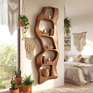 Étagère à livres en bois sculpturale moderne avec des courbes organiques et des étagères fluides pour une bibliothèque artistique à la maison ou un élément décoratif élégant pour le salon - Product Image 5