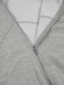 OEM ODM Women's Light Gray <b>Oversized</b> Full Zip <b>Hoodies</b> Cotton Fleece <b>Stitched</b> Panel Design Drop Shoulder Streetwear Manufacturer - Product Image 5